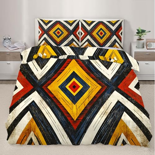 YEMYOR Südwestlich Bettbezug 220 x 240 cm, Retro-Geometrisches Muster Bettbezug