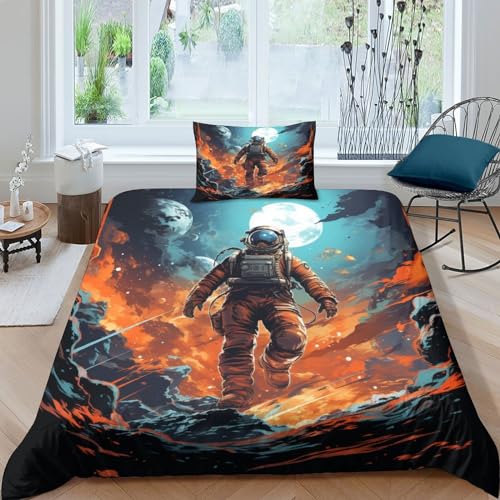 ItoMen Astronaut 3D Bettwäsche Set Space Raum Bettbezug-Set Microfaser Kissenbezug 2 Teilig Mit Reißveschluss Betten Set Mädchen Jungen Kinder Jugendliche Single?135x200cm? ItoMen Astronaut 3D Bettwäsche Set Space Raum Bettbezug-Set Microfaser Kissenbezug 2 Teilig Mit Reißveschluss Betten Set Mädchen Jungen Kinder Jugendliche Single?135x200cm?