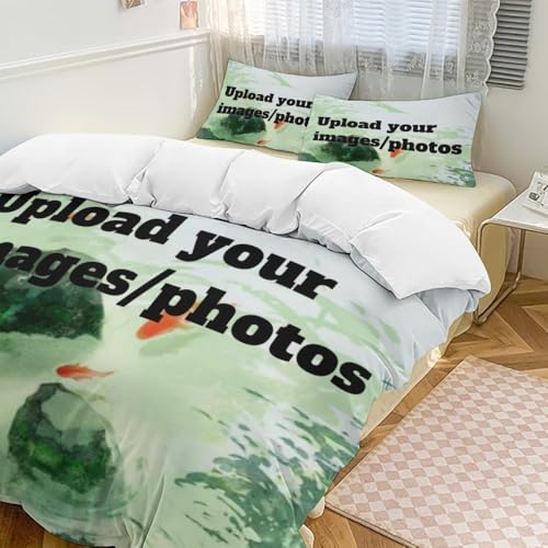 Personalisierter Bettbezug,Personalisierte Decke Mit Foto,Individuelles BettwäSche-Set Mit Foto/Text/Logo, Diy-Design, Bettbezug Speziell FüR Freunde, Paare, Baby Geburtstag, Jahrestag,custom,90 x