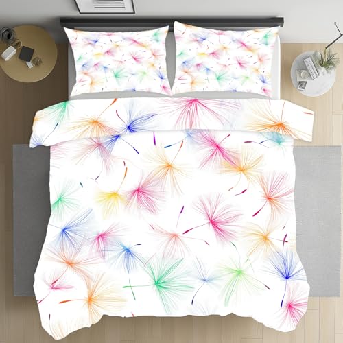 Kioldoq Bunt Löwenzahn Bettwäsche Mit Reißverschluss, Farbig Pusteblume Bettbezüge 155 x 220 cm Modern Kunst Wendebettwäsche Microfaser 3 Teiliges, Bettwäsche Bügelfrei Und Kissenbezug 80x80 cm Kioldoq Bunt Löwenzahn Bettwäsche Mit Reißverschluss, Farbig Pusteblume Bettbezüge 155 x 220 cm Modern Kunst Wendebettwäsche Microfaser 3 Teiliges, Bettwäsche Bügelfrei Und Kissenbezug 80x80 cm