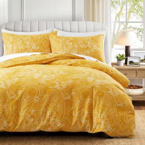 VOGIAY Bettwäsche Set 135x200cm 4 Teilig, Gelb Paisley Muster, Mikrofaser 2X Bettbezug mit 2X Kissenbezug 80x80cm, Boho Vintage Design für Schlafzimmer, Weich und Pflegeleicht VOGIAY Bettwäsche Set 135x200cm 4 Teilig, Gelb Paisley Muster, Mikrofaser 2X Bettbezug mit 2X Kissenbezug 80x80cm, Boho Vintage Design für Schlafzimmer, Weich und Pflegeleicht