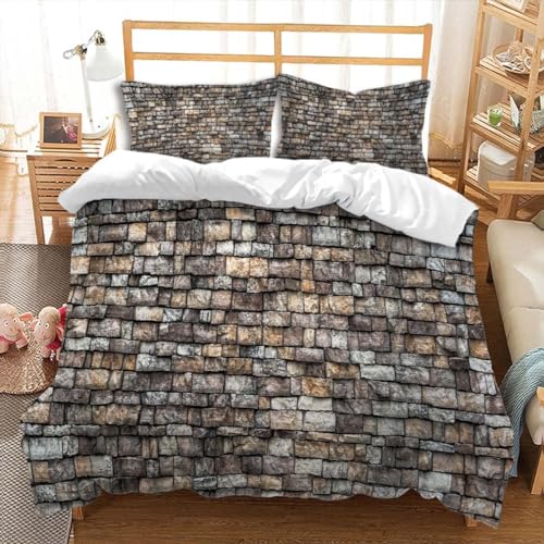 Bettwäsche 140x200 Ziegelwand Im Used-Look Bettbezug 3D Druck Landhausstil Bettbezüge Kuschelig Weich Mikrofaser Deckenbezug 140x200 mit Reißverschluss + 2 Kissenbezüge 80x80 cm B-899 Bettwäsche 140x200 Ziegelwand Im Used-Look Bettbezug 3D Druck Landhausstil Bettbezüge Kuschelig Weich Mikrofaser Deckenbezug 140x200 mit Reißverschluss + 2 Kissenbezüge 80x80 cm B-899