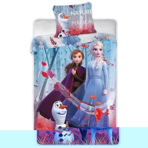 anemone Bettwäsche Frozen aus Mikrofaser – Bettbezug 140 x 200 cm + Kissenbezug 63 x 63 cm (Frozen D)