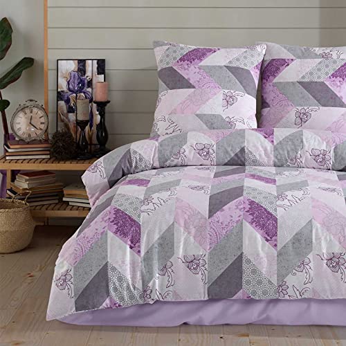Buymax® Bettwäsche 135x200 100% Baumwolle 2 Teilig Bettbezug   Bettwäsche Sets 135 x 200cm 1 mal Kissenbezug 80x80cm, ÖKO TEX Renforcé Bettdeckenbezug Set Reißverschluss