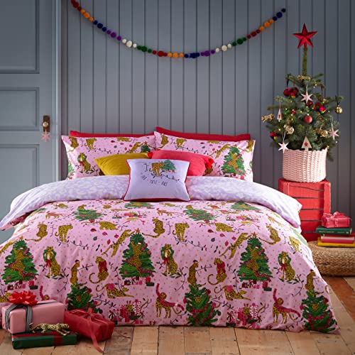 furn. Purrfect PURRFC/D03/PNLI Bettwäsche-Set für King-Size-Betten, Baumwolle, Polyester, Rosa/Flieder