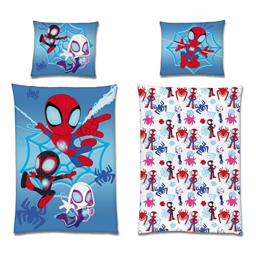 Familando Spidey Wende Bettwäsche Set 135x200 80x80 cm aus 100% Baumwolle · Kinderbettwäsche für Mädchen und Jungen mit Reißverschluss · Helles Motiv Spidey und Seine Super-Freunde Familando Spidey Wende Bettwäsche Set 135x200 80x80 cm aus 100% Baumwolle · Kinderbettwäsche für Mädchen und Jungen mit Reißverschluss · Helles Motiv Spidey und Seine Super-Freunde