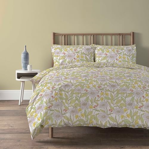 Olivia Rocco Elinor Bettbezug-Set, pflegeleicht, gesteppt, Bettwäsche-Sets mit Kissenbezügen, Baumwollanteil, superweich, bedruckt, Blumenmuster, Elinor, Flieder, Einzelbett