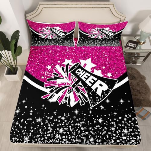 Cheerleader Einbaublech M Größe Pink Schwarz Glitter Drucken Bettdeckung 2pcs Gymnastik Cheerleading Stil Bettwäsche Set