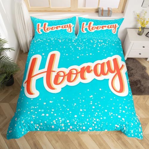 Hurra Bettwäsche Set Geburtstagsgeschenke Doppelt für Frauen Männer, für Ostern Party, Hochzeiten, Hurra Party Dekorationen Bettbezug Glitzer Punkte Frohen Urlaub Bettbezug mit Reißverschlus Hurra Bettwäsche Set Geburtstagsgeschenke Doppelt für Frauen Männer, für Ostern Party, Hochzeiten, Hurra Party Dekorationen Bettbezug Glitzer Punkte Frohen Urlaub Bettbezug mit Reißverschlus