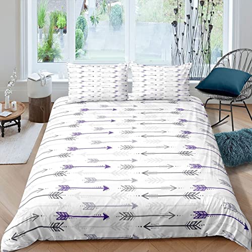 HAISHO Bettwäsche 200x220 weißer Pfeil Weiche Mikrofaser Bettbezug mit Reißverschluss, Bettwäsche-Sets für Jugendliche - 1 Bettbezüge und 2 Kissenbezüge 80x80 cm