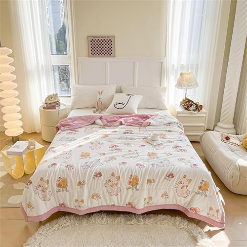FAWFCJD Bezuglose Bettdecke for Einzel-, Doppel- Und Kingsize-Betten, 4,5 Tog Sommerbettdecke, Gemütliche Bettwäsche, Süße, Leichte Steppdecke for Alle Jahreszeiten(Pink,220 * 240cm)
