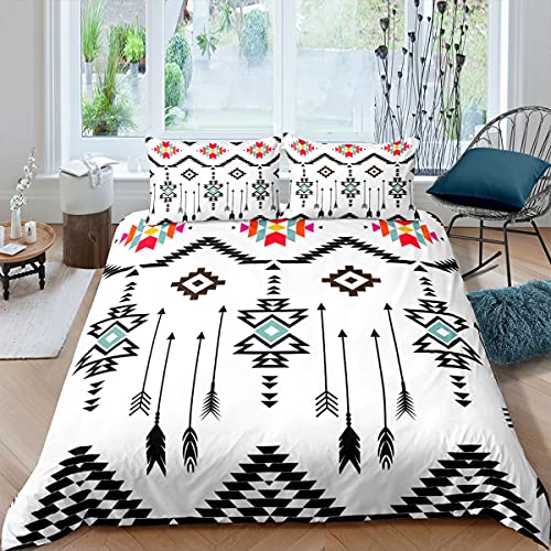 FAZAOWM Bettwäsche 135x200 weißer Pfeil 3 Teilig Bettbezug mit Reißverschluss, Weiche Mikrofaser Bettwäsche-Sets für Kinder - 1 Bettbezüge und 2 Kissenbezug 80x80cm