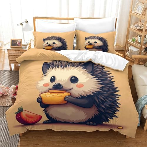 XHSMSHWY Igel Bettbezug Bettwäsche-Sets Kinderbettwäsche Reißverschluss Mit Kissenbezug Betten Set Für Jungen Und Mädchen, Kinder Super King?260x220cm?