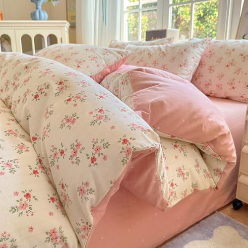 VENIES Bettwäsche 220 x 240 cm Doppelbett Bettbezug — 100% Baumwolle Wendebettwäsche Bedding mit Reißverschluss Pink