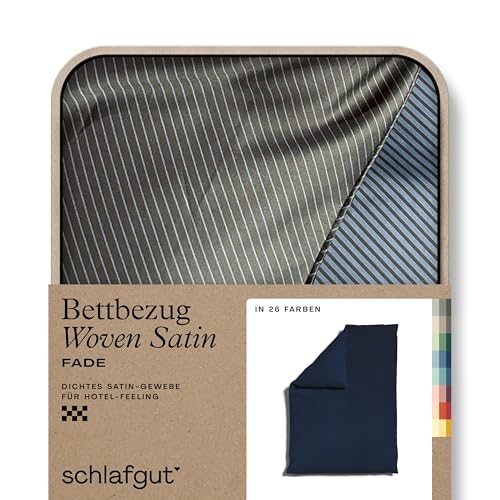  Woven Fade Satin Bettwäsche 155x220cm gestreift Bettdecke Bezug einzeln, Blue Fade in Hotelqualität mit 100% Baumwolle