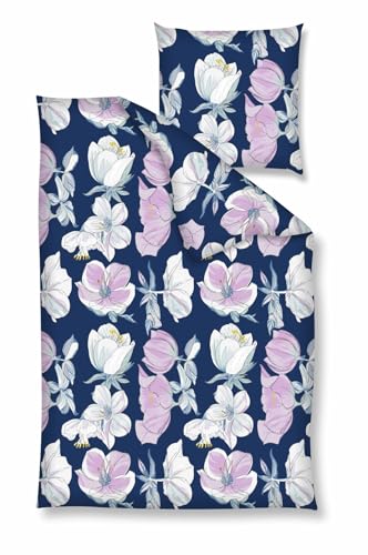 Traumschloss Bettwäsche »Renforcé« 100% Baumwolle | Reißverschluss | 135x200 & 80x80 | Blumen | blau | lila | weiß