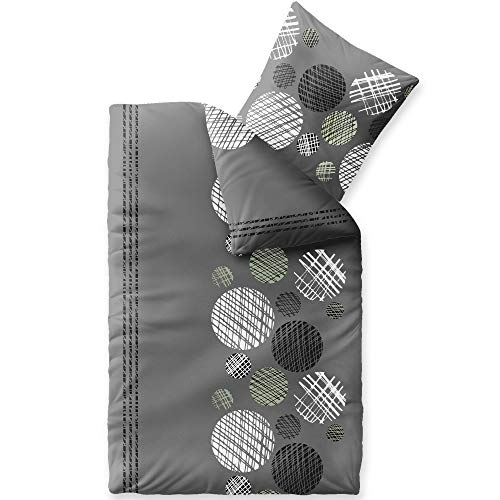 aqua-textil Trend Bettwäsche 155x220 cm 2tlg. Baumwolle Bettbezug Ciara Punkte Streifen Grau Anthrazit Weiß