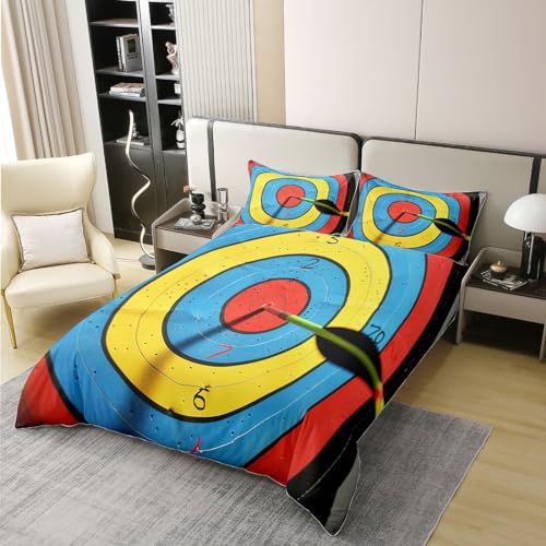 richhome Pfeil 100% Natur Baumwolle Bettbezug Bunte Bogenschießen Ziel Tröster Bezug 135x200 Größe mit 1 Kissenbezug Aquarell Kreise gemalt ästhetische Luxus Bettwäsche Set