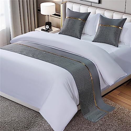 Luxuriöses Bettläufer-Set mit passenden Kissen, elegante Hotelqualität, Bettwäsche für Wohnzimmer und Schlafzimmer, inklusive 50 x 240 cm Bettschal und 50 x 50 cm Kissen