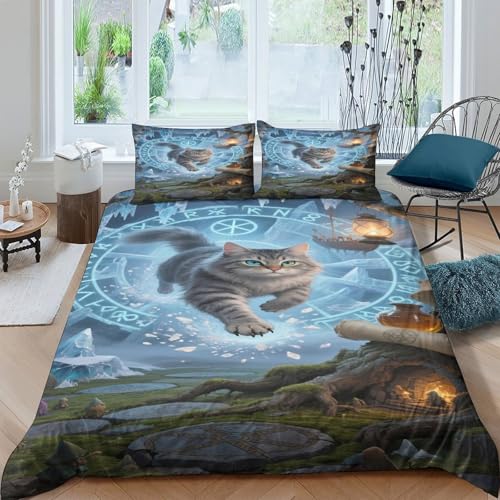 CHUIYUFULAN Norwegian Forest Katze Bettbezug Bettwäsche-Sets Kinderbettwäsche Reißverschluss Mit Kissenbezug, Betten Set Für Jungen Und Mädchen, Kinder Double?200x200cm?