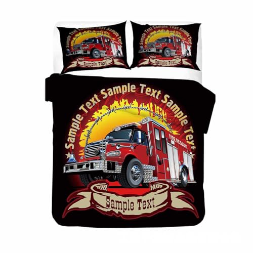ZZTBQ Bettwäsche 220x240 Bettbezug 220 x 240 Feuerwehr Feuerwehrmann Bettwäsche-Sets 220x240 aus Mikrofaser mit Reißverschluss