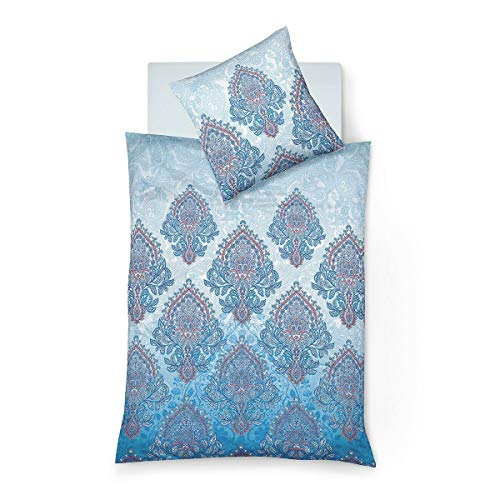 fleuresse Mako-Satin Bettwäsche Bed Art S Kemi blau 1 Bettbezug 155 x 220 cm + 1 Kissenbezug 80 x 80 cm
