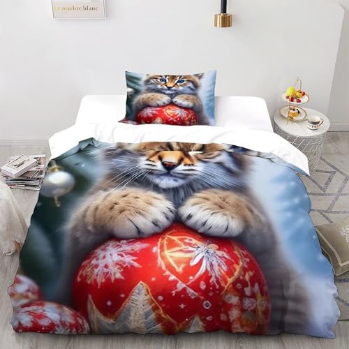 SOJFGSNAJ Tiger Holding Bal Bettwäsche Tier Totem Für Allergiker Bettwäsche Aus Microfaser Bettbezug Mit Kissenbezug Single?135x200cm?