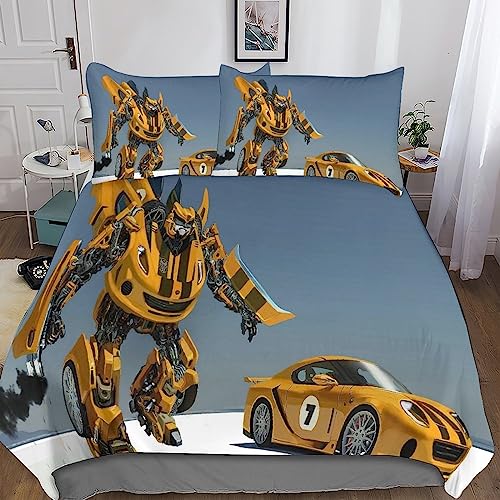 YINGD 3D-Transform-Bettwäsche- Set, Mikrofaser, 3-teilig, Film-Bettwäsche-Set mit Reißverschluss, Erwachsenen-Doppel-Kissen bezüge, 200 x 200 cm