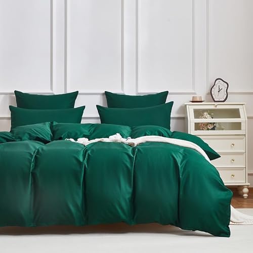 Gezu Bettwäsche Mako Satin 135x200cm Olivgrün Grün Baumwollesatin 2 Teilig Bettwäsche 40S Langstapelige Baumwolle Weich Bettbezug Baumwolle135x200 und Kissenbezüge 80x80 mit Reissverschluss