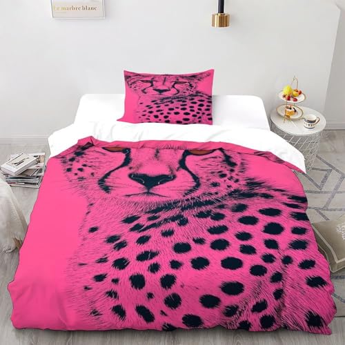 XIKMLSID Rosa Leopard 2-teiliges Bettwäsche Wildtiere Thema 3D Design Kinder Jugend Weich Antiallergisch Sein Bettbezug Für Schlafzimmer Single?135x200cm? XIKMLSID Rosa Leopard 2-teiliges Bettwäsche Wildtiere Thema 3D Design Kinder Jugend Weich Antiallergisch Sein Bettbezug Für Schlafzimmer Single?135x200cm?