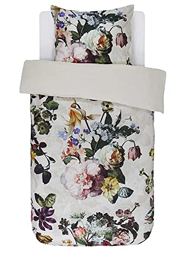 ESSENZA Bettwäsche Fleur Blumen Baumwollsatin Ecru, 135x200 + 1x 80x80 cm