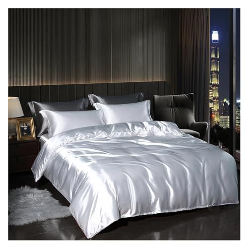 JQQJZLC Vierteilige Bettwäsche Set Seiden Bettdecke Abdeckungsabdeckung Seiky Quilt Deckbettblatt Kissenbezug Luxus Bettwäsche Set Queen King Size High-End-Setblatt 4 Teile Set,