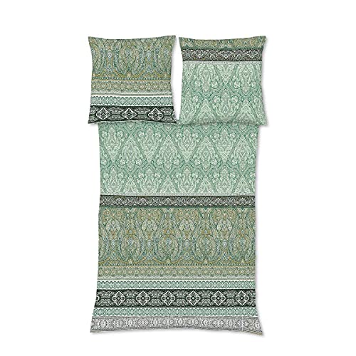 fleuresse Mako-Satin Bettwäsche Modern Classic Oldham Herbs 1 Bettbezug 155 x 220 cm + 1 Kissenbezug 80 x 80 cm
