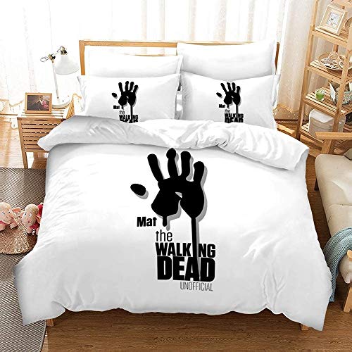 SL-YBB The Walking Dead Bettbezug Bettwäsche Set - Bettbezug und Zwei Kissenbezug,Mikrofaser,3D Digital Print dreiteiliger Bettwäsche (Q06,Double 200x200cm)