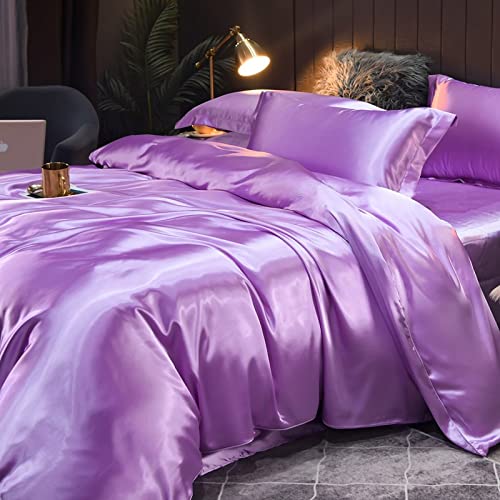 Luxuriöses Bettwäsche-Set für King-Size-Betten aus Maulbeerseide, Sommer-Seiden-Satin-Bettw äsche, 220 x 240 cm, hautfreundlich und kühlend, 4-teiliges Set