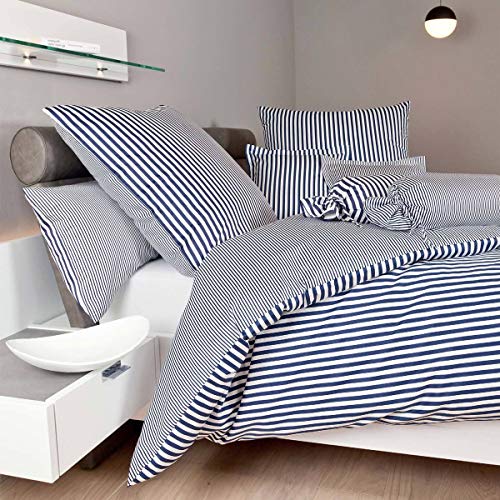 Janine Design Streifen-Bettwäsche modern Classic dunkelblau Bettbezug einzeln 155x220 cm