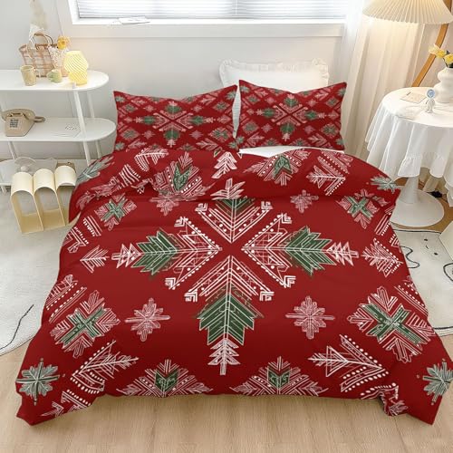 Traditionell Tribal Streifen Pfeil Muster Mikrofaser Bettwäsche 150 x 200 cm, Rot Weicher Atmungsaktiv Hypoallergen WendeBettbezug Set mit Kissenbezug 80 × 80 cm für Erwachsene Jungen und Mädchen