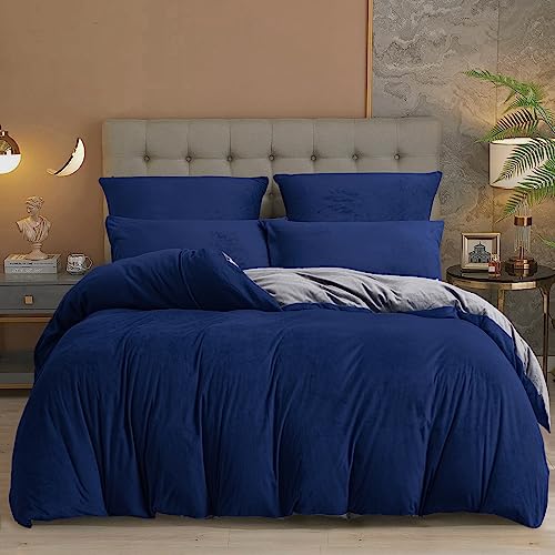 Damier Winter Plüsch Bettwäsche 135x200 Blau Dunkelblau Grau Warm Flauschig Kuschelig Wende Bettwäsche Set Uni Einfarbig Cashmere Touch Bettwäsche 2 Teilig mit Reißverschluss und 80x80 cm Kissenbezug Damier Winter Plüsch Bettwäsche 135x200 Blau Dunkelblau Grau Warm Flauschig Kuschelig Wende Bettwäsche Set Uni Einfarbig Cashmere Touch Bettwäsche 2 Teilig mit Reißverschluss und 80x80 cm Kissenbezug