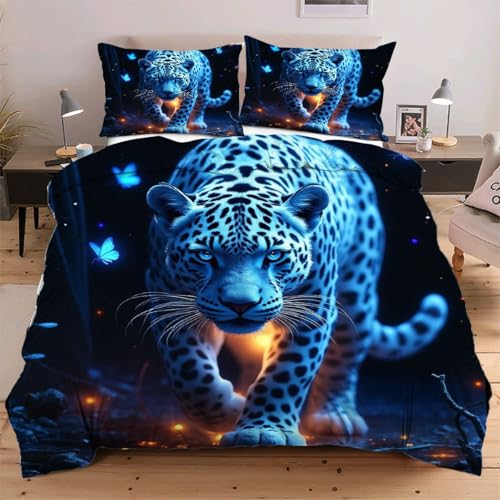 Nuphtun Bettwäsche 135 x 200 cm Tier Leopard, Wendemotiv Bettbezug 135 x 200 mit Reißverschluss, 3D Effekt Bettwäsche-Sets Kinder Einzelbett + 2 Kissenbezug D19 Nuphtun Bettwäsche 135 x 200 cm Tier Leopard, Wendemotiv Bettbezug 135 x 200 mit Reißverschluss, 3D Effekt Bettwäsche-Sets Kinder Einzelbett + 2 Kissenbezug D19