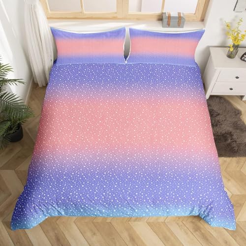 Bettwäsche 135x200 Violetter Farbverlauf 3D Bettwäsche-Sets Rosa Farbverlauf 3 Teilig Weich Mikrofaser Bettbezug Set mit Reißverschluss + 2 Kissenbezüge 80x80 cm 7127-K