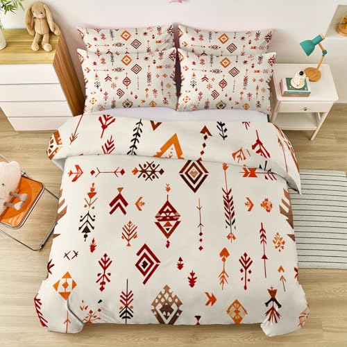 Traditionell Geometrisch Pfeil Stern Bettwäsche Set 135 x 200 cm, Mikrofaser Doppelseitiger Bettbezug, Weich Atmungsaktiv Pflegeleicht Khaki Deckenbezug für Erwachsene Jugendliche