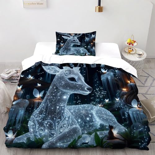 TiTCiveR Hirsch Fee Bettwäsche Single?135x200cm? 100% Mikrofaser 2 Teilig Animal Themes Wildlife Bettbezug Mit Mal 1 Kissenbezüge Bettdeckenbezüge Set Mit Reißverschluss TiTCiveR Hirsch Fee Bettwäsche Single?135x200cm? 100% Mikrofaser 2 Teilig Animal Themes Wildlife Bettbezug Mit Mal 1 Kissenbezüge Bettdeckenbezüge Set Mit Reißverschluss