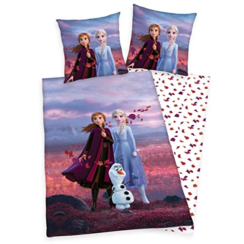 Arle-Living Frozen - Die Eiskönigin 2 Bettwäsche mit Wende Motiv 135x200 cm + 80x80 cm (Anna, Renforcé)