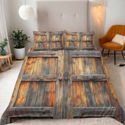 Bettwäsche 200x200 Holztür Bettbezug Set 3 Teilig Landhaus-Retro-Holztür Bettbezug Weiche Microfaser 3D Motiv Bettdeckenbezug mit Reißverschluss und 2 Kissenbezug 80x80cm Bettwäsche 200x200 Holztür Bettbezug Set 3 Teilig Landhaus-Retro-Holztür Bettbezug Weiche Microfaser 3D Motiv Bettdeckenbezug mit Reißverschluss und 2 Kissenbezug 80x80cm