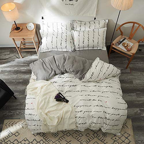 BH-JJSMGS Bedruckter Bettbezug und Kissenbezug, Beständigkeit gegen Verblassen und Verschmutzen der Betten im Schlafsaal, Liebesbrief 150 * 210 cm
