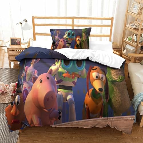 QRWEW Toy Story Bettbezug Bettwäsche-Sets Kinderbettwäsche Reißverschluss Mit Kissenbezug Betten Set Für Jugendliche Kinder Schlafzimmer Single?135x200cm?