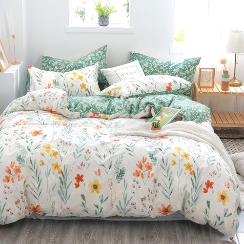 KEAYOO Blumen Bettwäsche 135x200 mit Reißverschluss - 80x80 Kissenbezug -Grün Weiß Tolle Baumwolle Bettwäsche für Sommer bis Winter (135x200cm, Geblümt A) KEAYOO Blumen Bettwäsche 135x200 mit Reißverschluss - 80x80 Kissenbezug -Grün Weiß Tolle Baumwolle Bettwäsche für Sommer bis Winter (135x200cm, Geblümt A)