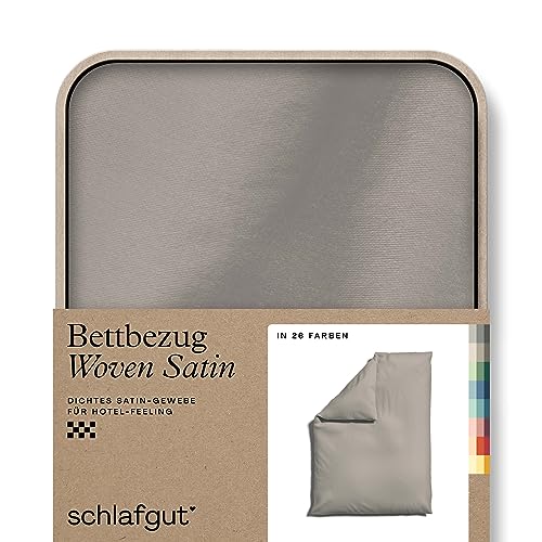  Woven Satin Bettwäsche 155x220cm Bettdecke Bezug einzeln, Sand Mid Uni Hotelqualität mit 100% Baumwolle