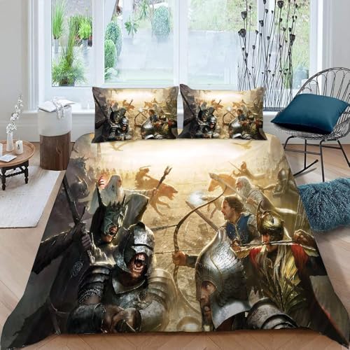 DTASSVEW Kinder Bettwäsche Set, The Lord of The Rings Bettbezug Set, Poster Serie -A058,135x200 cm Weiche Komfort Microfaser Bettwäsche Set Mit Reißverschluss Und 2 Kissenbezug 80 x 80cm