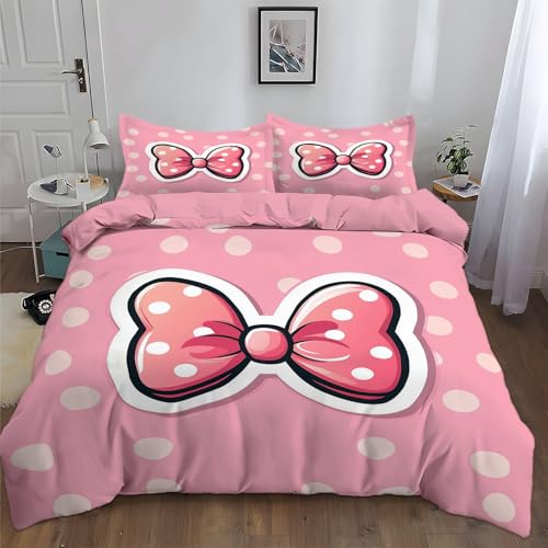 Geometrische Punkte Bettbezug Set Schmetterlingsmuster, Weiche Atmungsaktiver Mikrofaser Bettwäsche Set Für Kinder Teens Mädchen, Reißverschluss, Enthält 1 Bettbezug 155 X 220 cm Und 2 Kissenbezug